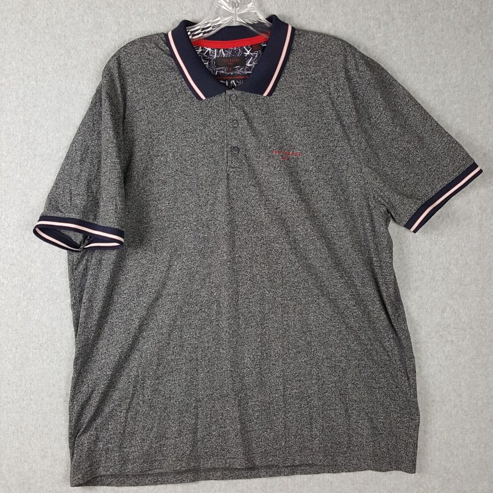 Ted Baker Golf Mens Polo Shirt Size 6 Navy Multi color Short Sleeve Golf Casual